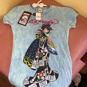 Ed Hardy - GEISHA - Turquoise Graphic Tee